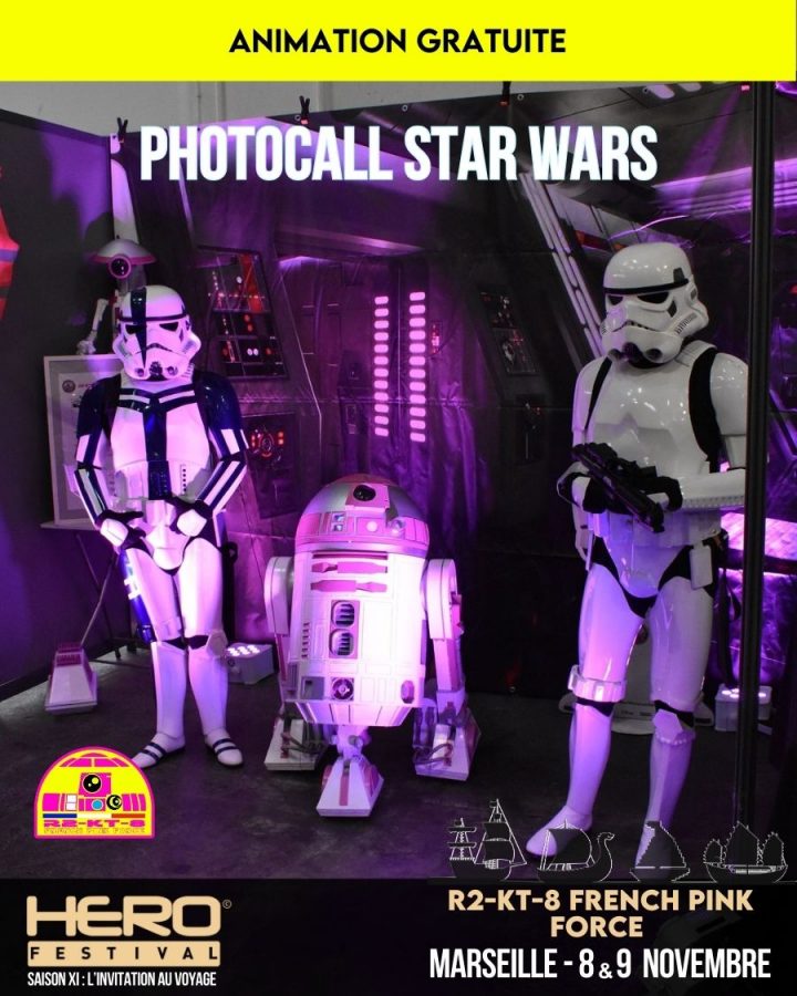 PHOTOCALL STAR WARS AVEC R2-KT-8 French Pink Force